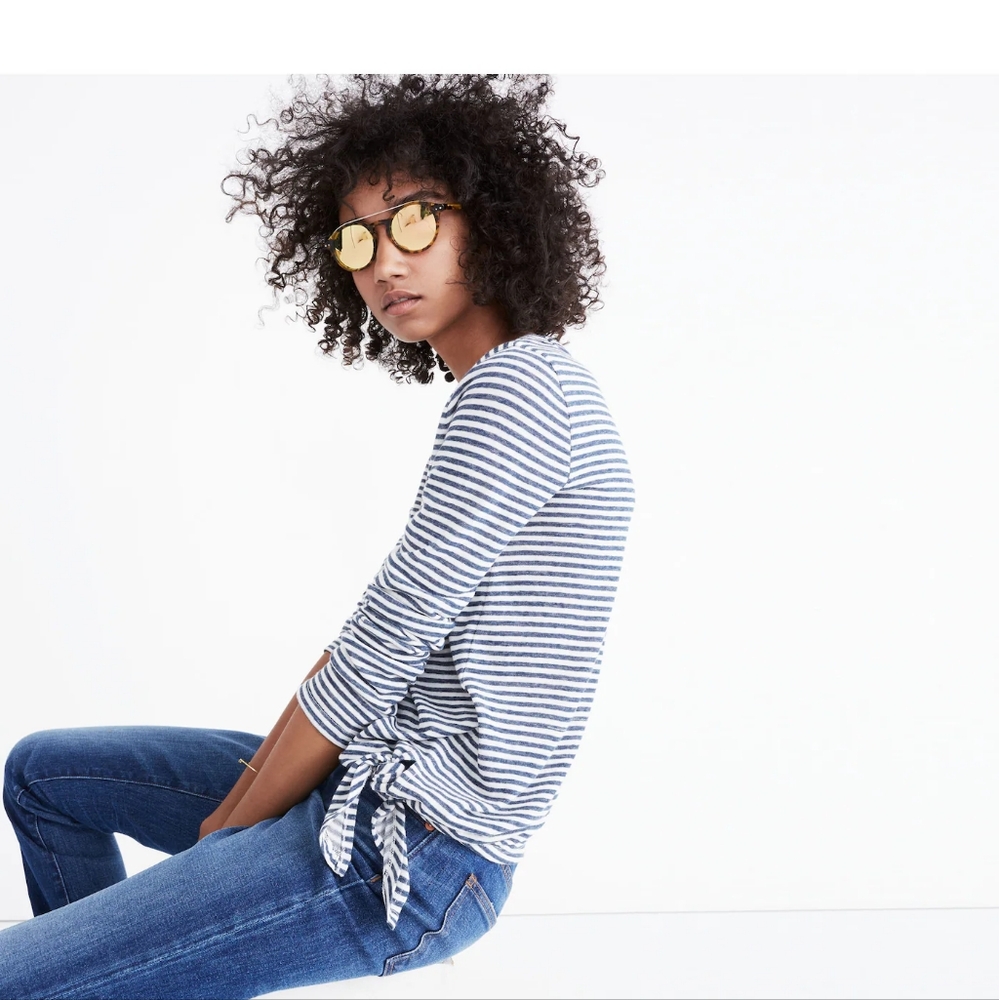 Madewell ~ Soundcheck Side-Tie Tee in Twilight Stripe NWT